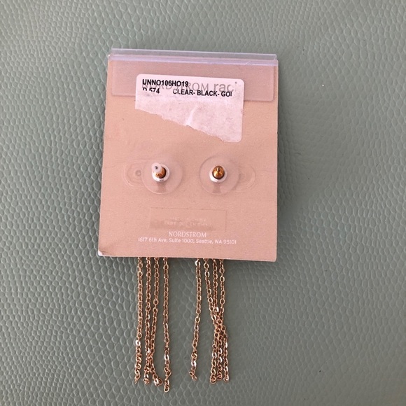 14th & Union Clear-Black-Gold long earrings - NEW - Picture 2 of 8